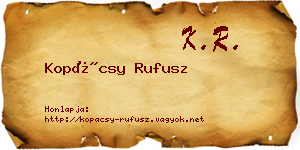 Kopácsy Rufusz névjegykártya
